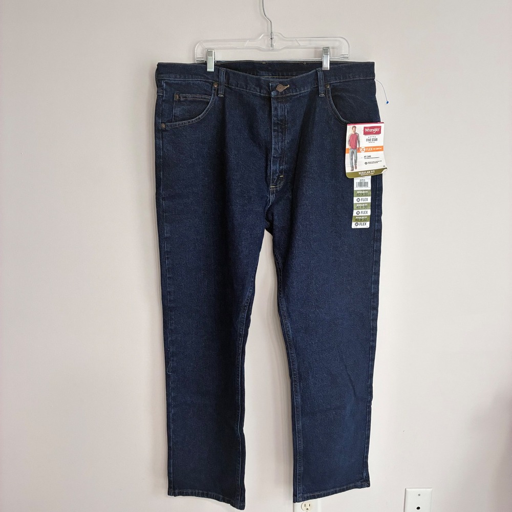 Wrangler Five Star Premium Flex Regular Fit Jeans Dark Wash 40x30 NWT